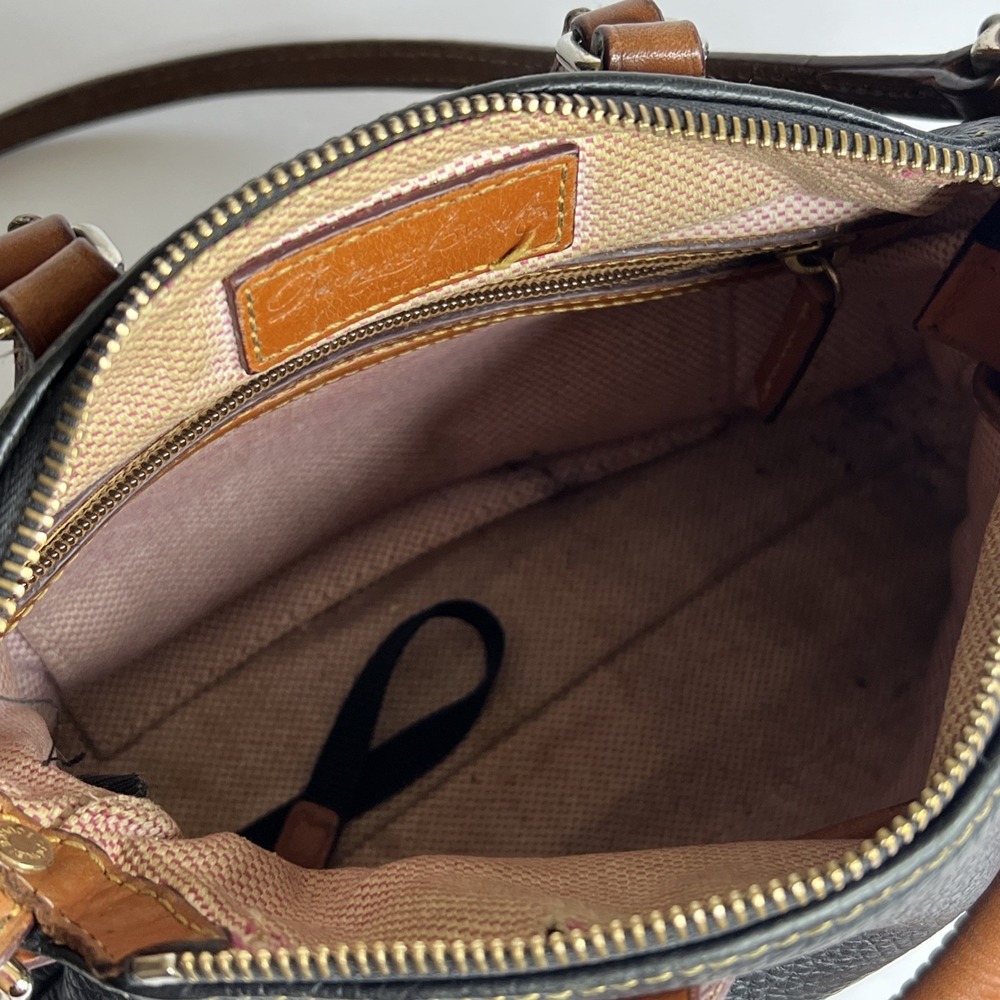 Dooney & Bourke Dillen Crossbody Satchel Hand Bag Pebbled Black Brown Leather - Picture 11 of 16